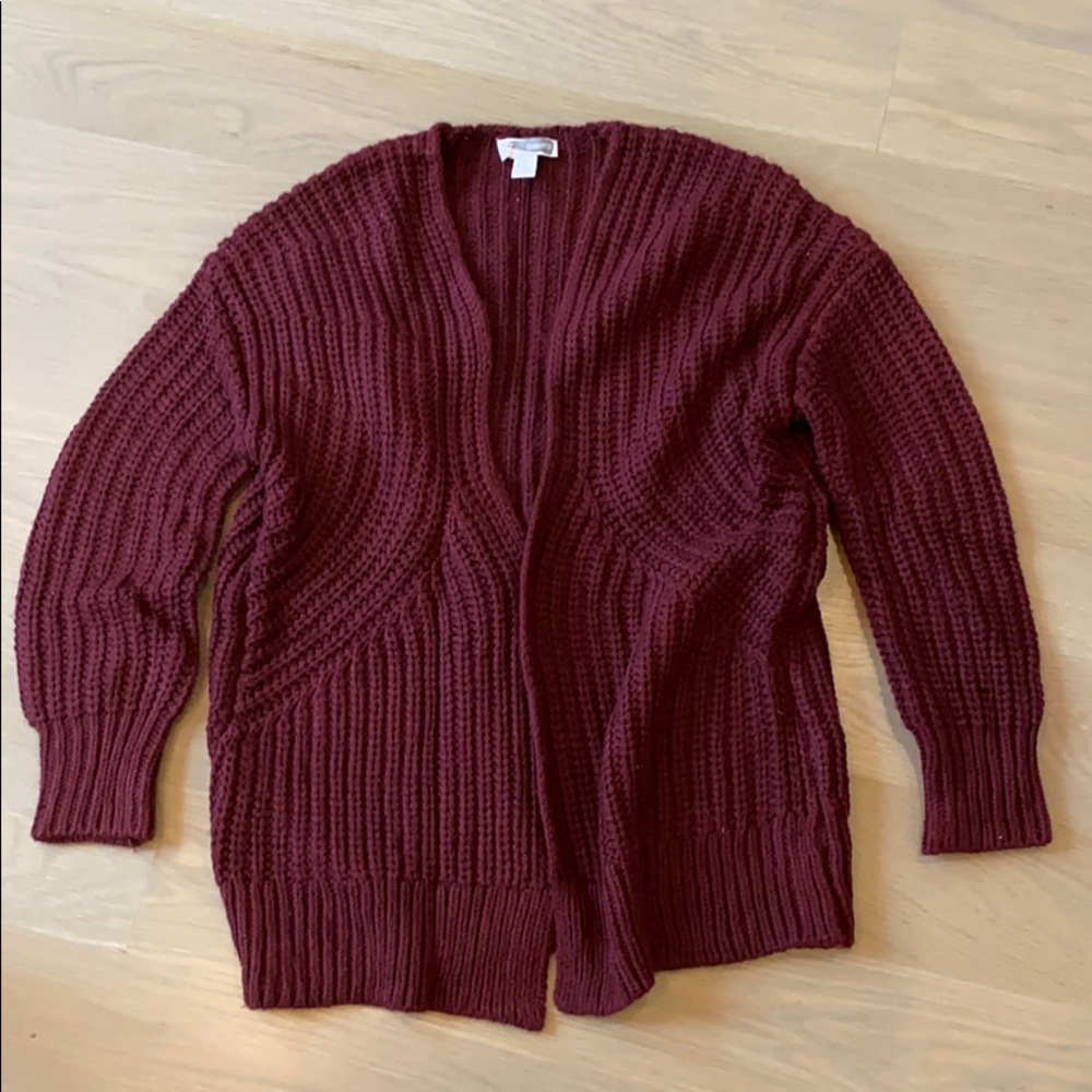 Forever 21 Burgundy Oversized Cardigan